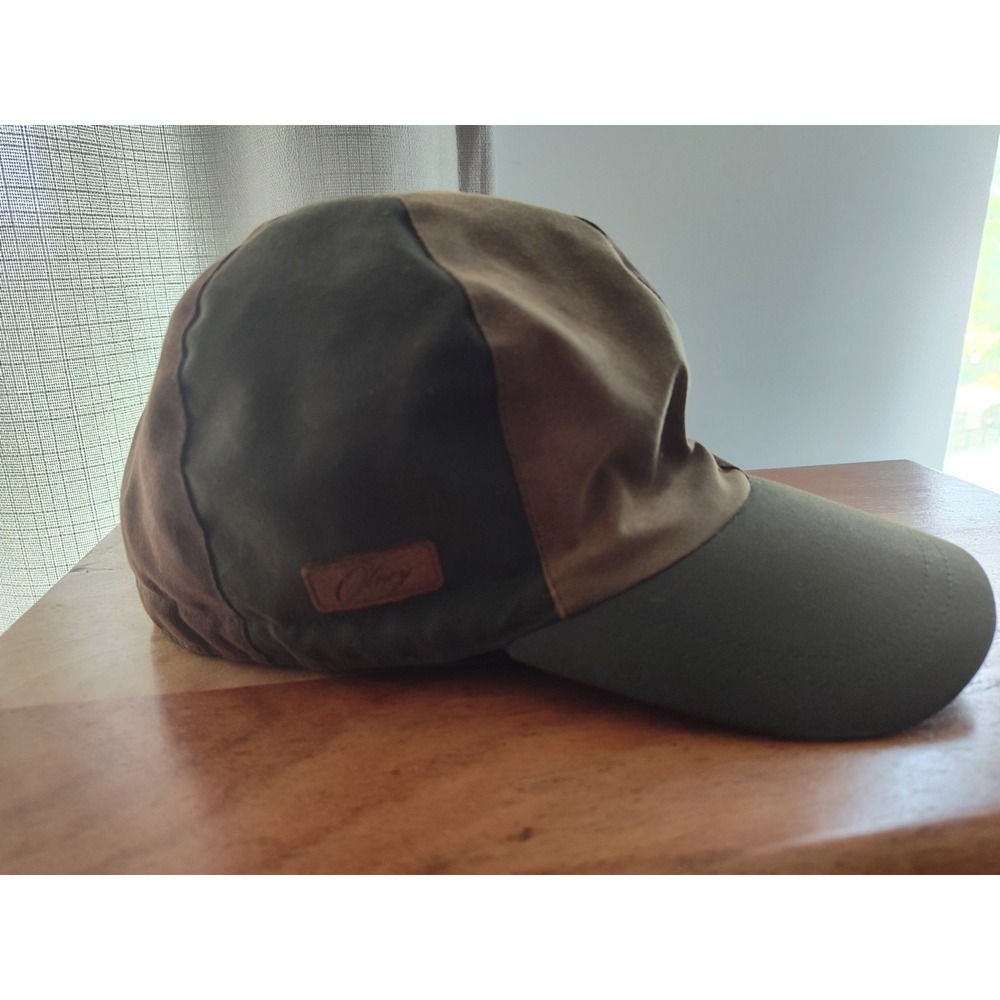 Olney Headwear Waxed Cotton Colorblock Polo Style Cap Insulated Green Brownโ Hat